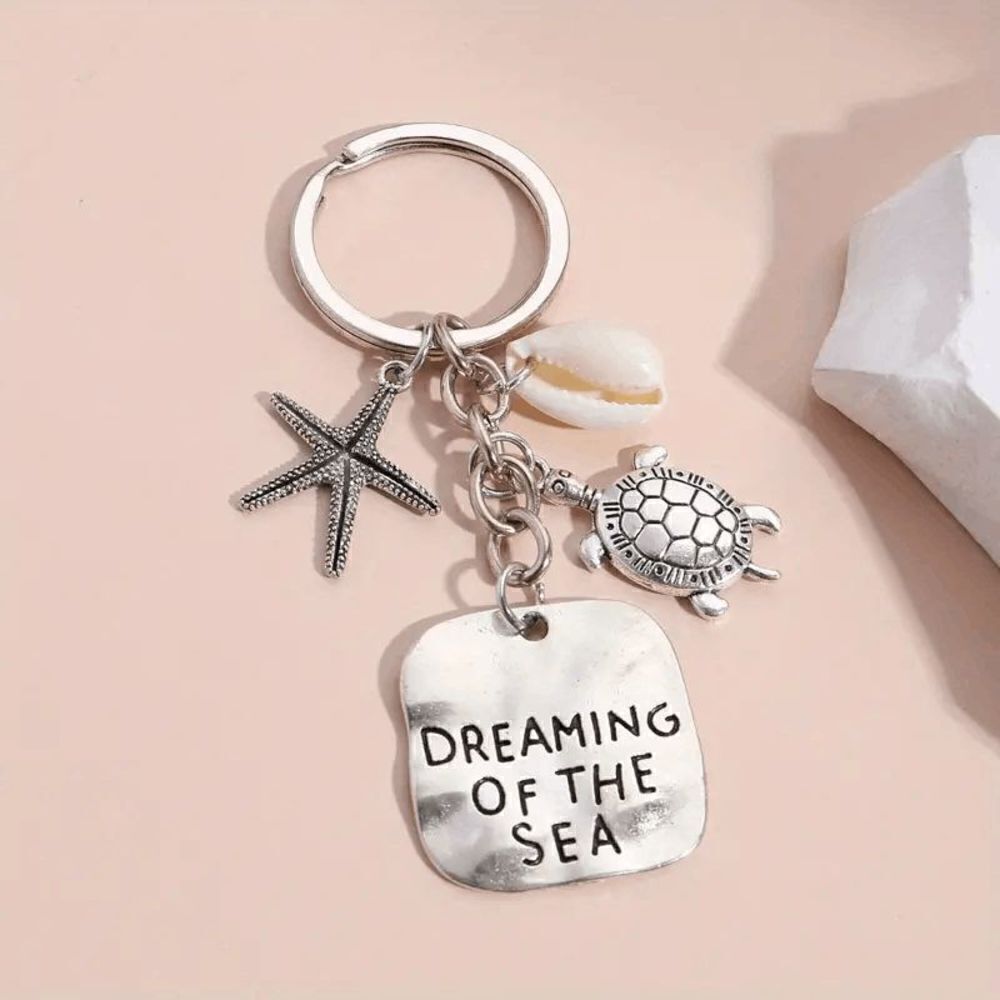 Turtle Starfish Shell Dreaming Of The Sea Keychain Key Ring